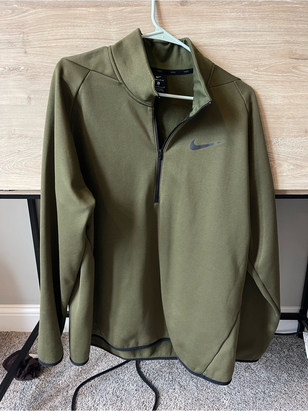 Nike Olive Green Dri-FIT Quarter Zip Performance Jacket